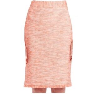 Trina Turk women's size 10 lined fringe trim linen blend tweed pencil skirt